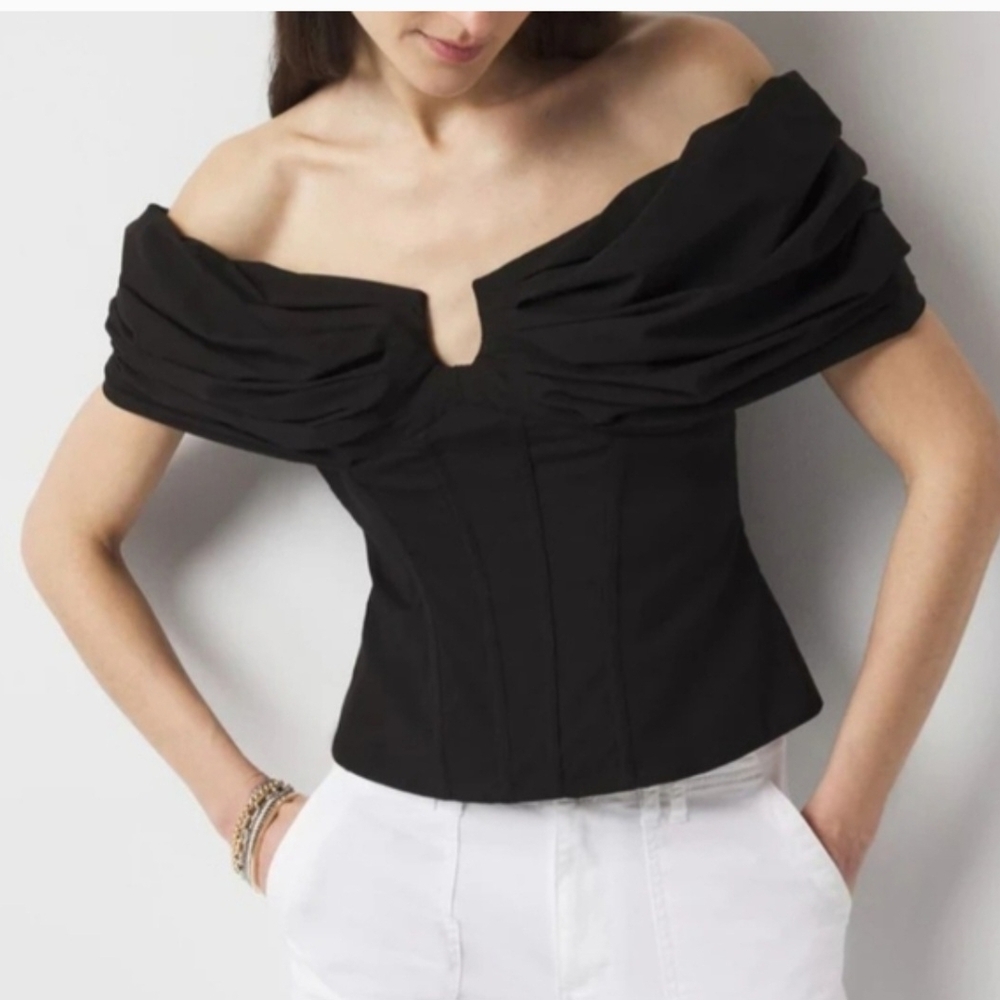 NWT White House Black Market Black Off-Shoulder Blouse